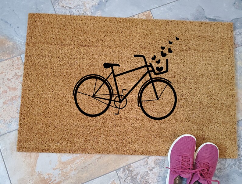 Bicycle With Hearts Doormat / Custom Doormats / Mat / Etsy