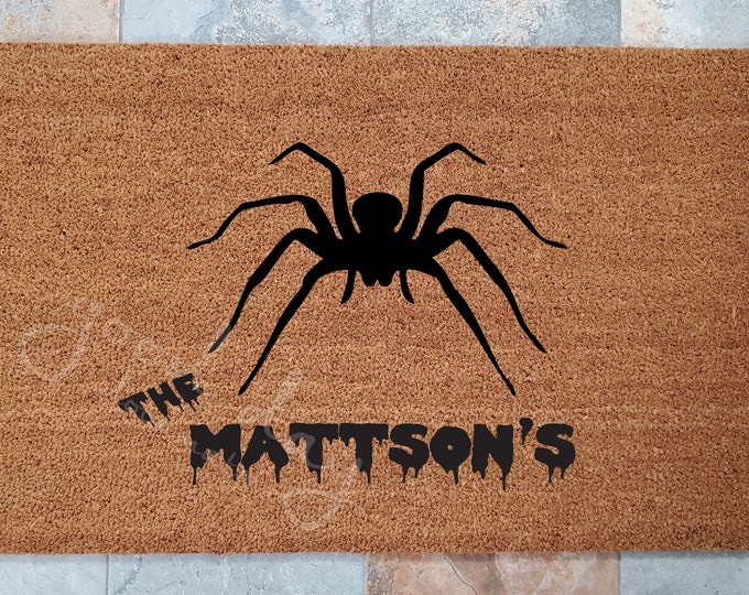 Spider Doormat / Scary Welcome Mat / Custom Doormat / Welcome Mat / Doormat / Halloween Doormat / Creepy Doormat / Doormats / Trick or Treat