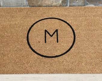 Circle Monogram Coir Doormat: Personalized Welcome Mat