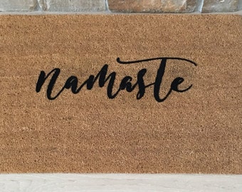 Namaste Doormat: Natural Coir, Yoga Lover Welcome Mat