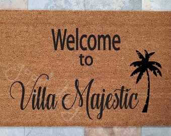 Villa Palm Welcome Mat and Many Other Custom Doormats, Custom Welcome Mat, Unique Door Mats, Modern Doormat, Family Gift Ideas