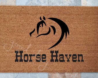 Horse  Haven Door Mat / Door Mat / Welcome Mat / Custom Doormat / Horse Doormat / Equestrian Decor / Unique Door Mat / Animal Lovers Doormat
