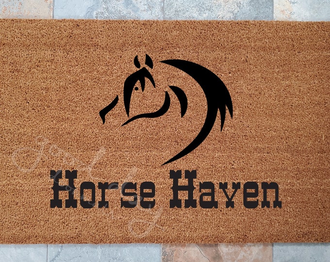Horse  Haven Door Mat / Door Mat / Welcome Mat / Custom Doormat / Horse Doormat / Equestrian Decor / Unique Door Mat / Animal Lovers Doormat