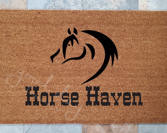 Horse  Haven Door Mat / Door Mat / Welcome Mat / Custom Doormat / Horse Doormat / Equestrian Decor / Unique Door Mat / Animal Lovers Doormat