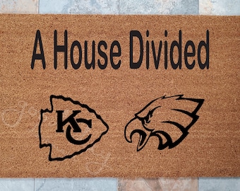 A House Divided Sports Doormat / Support Your Favorite Sports Team / Personalized Doormat / Welcome Mat / Custom Doormat /Gifts for Him