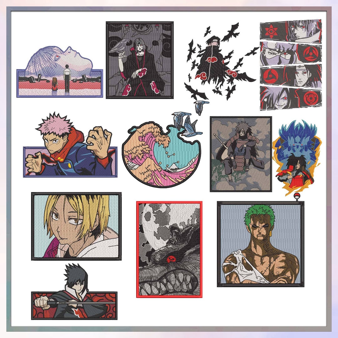New Anime Pack Inspired Embroidery Design Files, Anime Embroidery ...