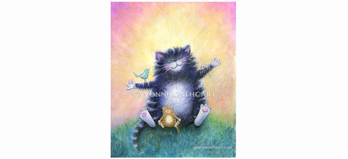skurrile katze kunst katze malerei meditation kunst kunst etsy