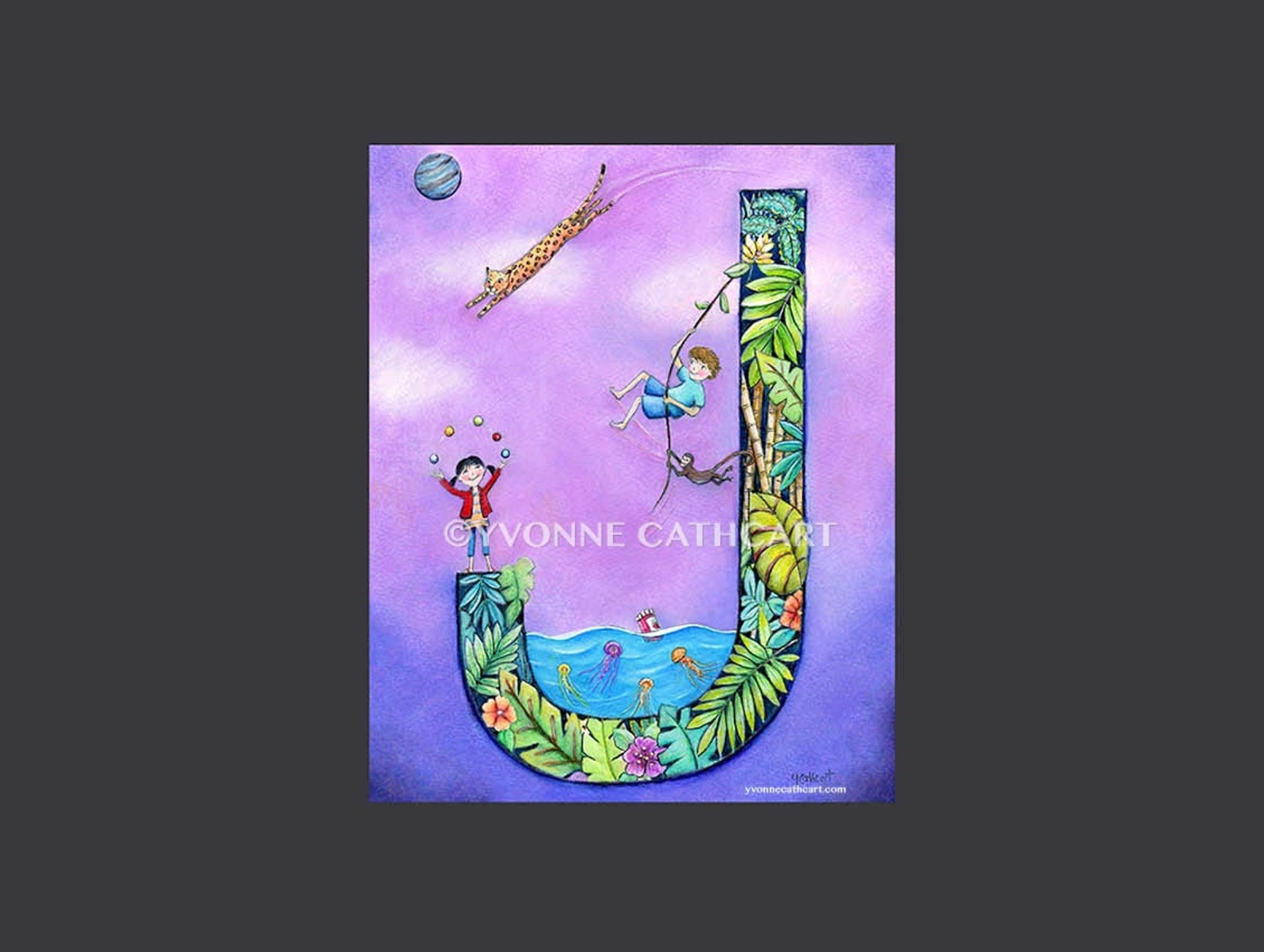 letter j jungle art alphabet wall print initial j kids etsy