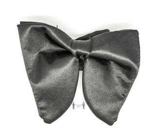 Oversized Bow Tie - Black Silk Bow Tie,  Big Bow Tie, Satin Bow Tie