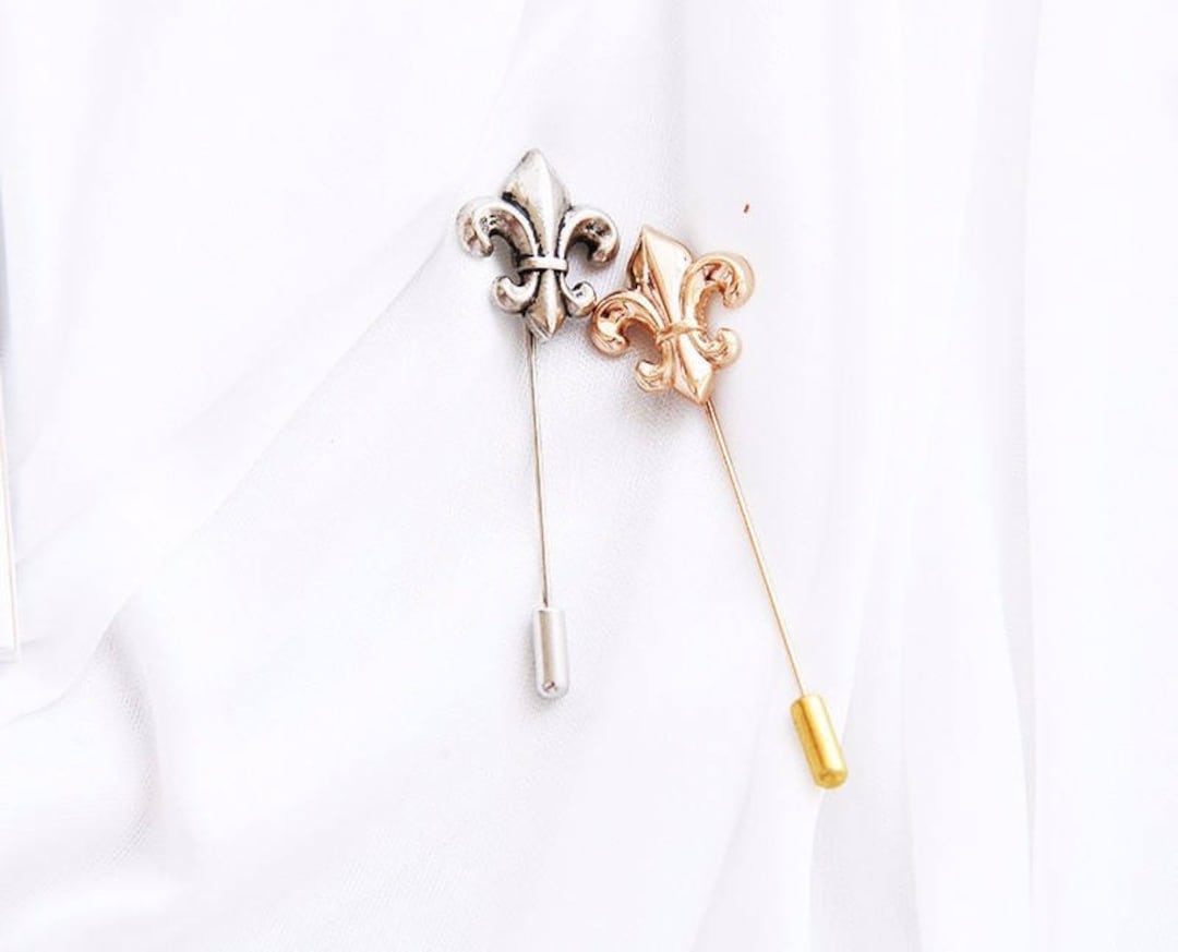 Fleurdelis Lapel Pin Gift for Him, Boutonniere, Vintage Lapel Pin