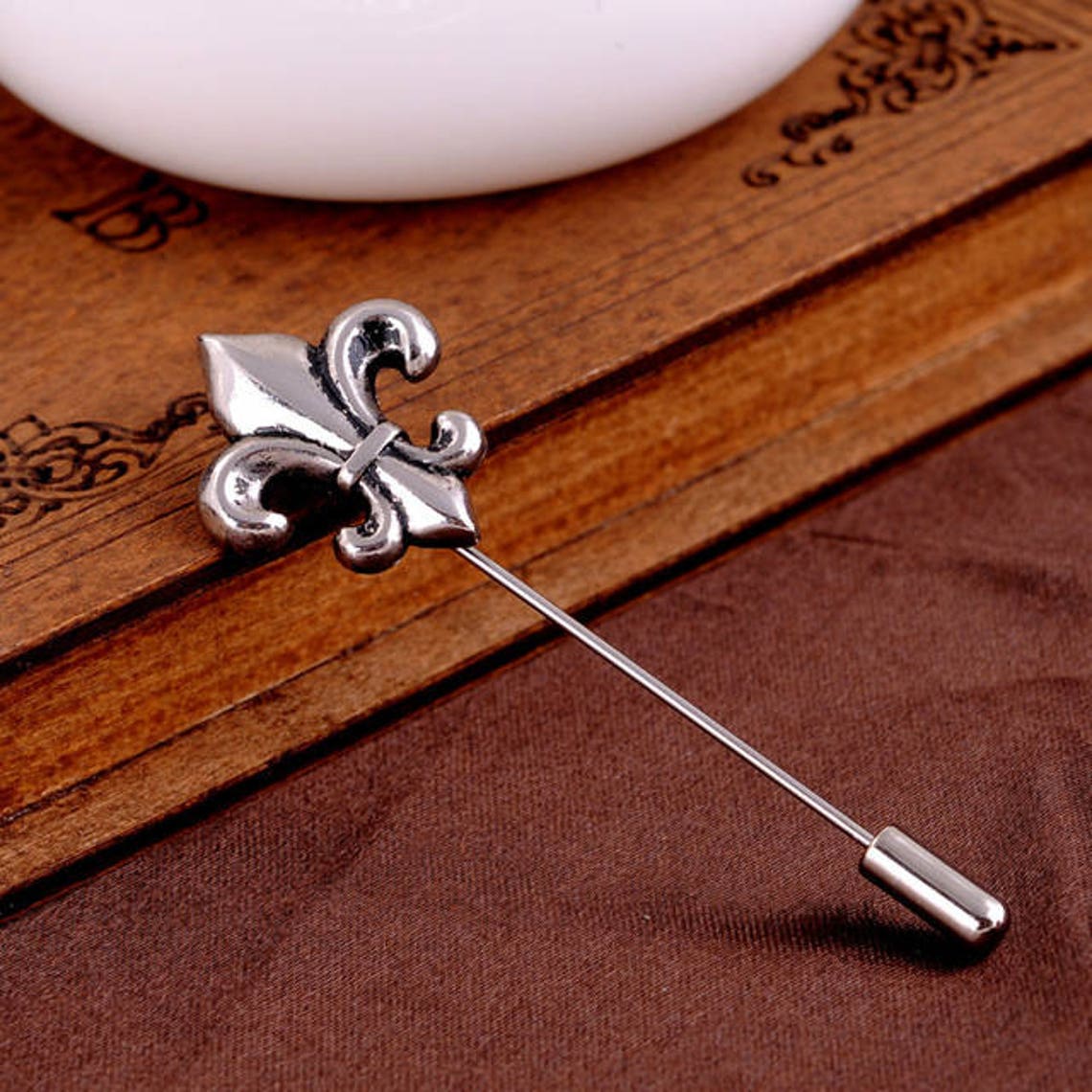 Fleurdelis Lapel Pin Gift for Him, Boutonniere, Vintage Lapel Pin