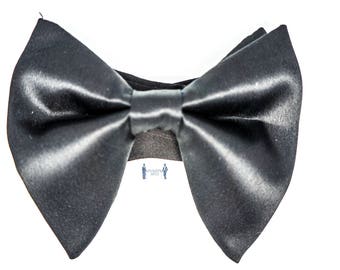 Oversized Bow Tie - Black Silk Bow Tie,  Big Bow Tie, Satin Bow Tie