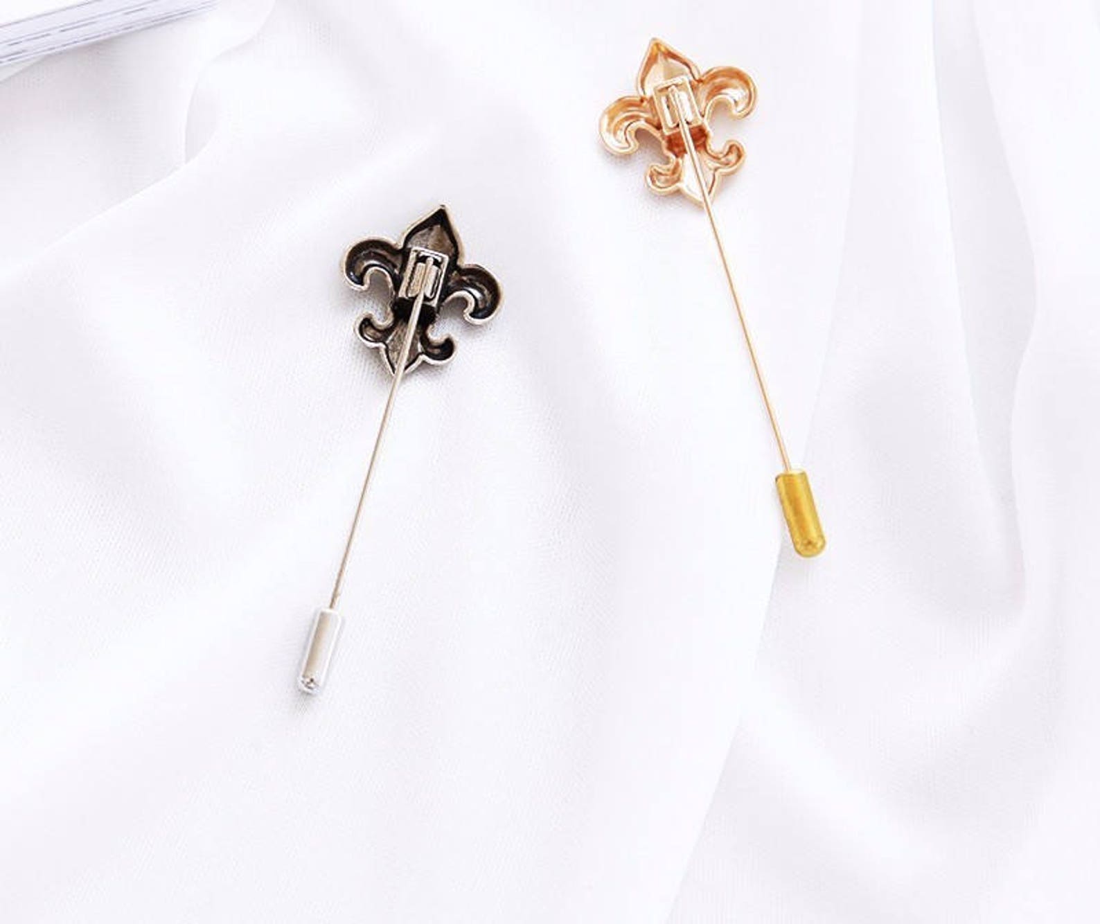 Fleurdelis Lapel Pin Gift for Him, Boutonniere, Vintage Lapel Pin