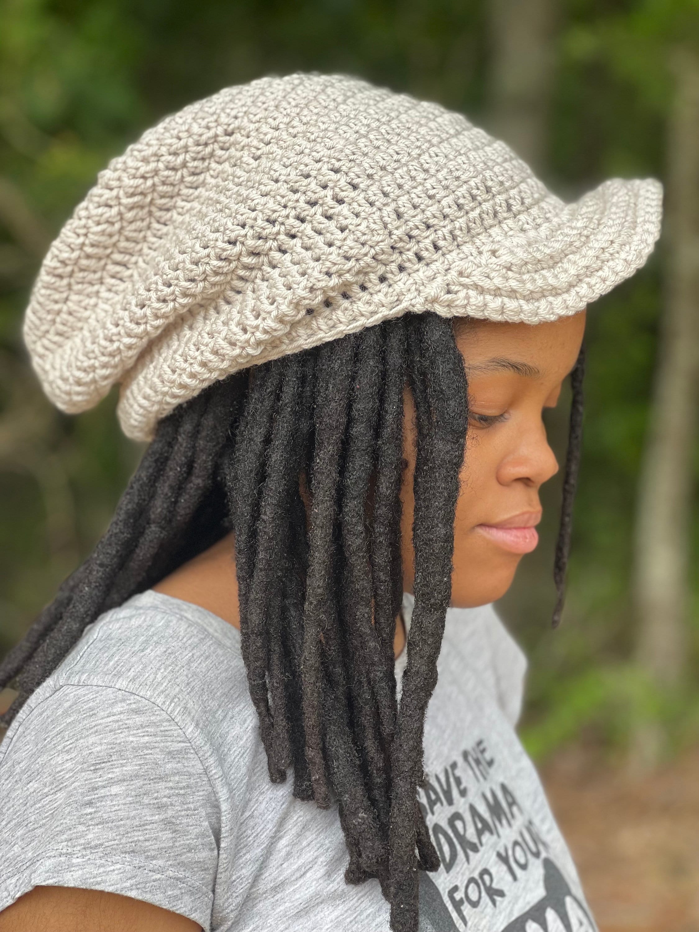 Crochet Loc Tam Beanie With Brim and Drawstring - Etsy