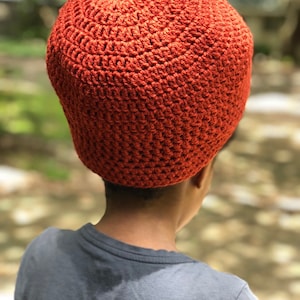 Terra Cotta Burnt Orange Crochet Loc Tam
