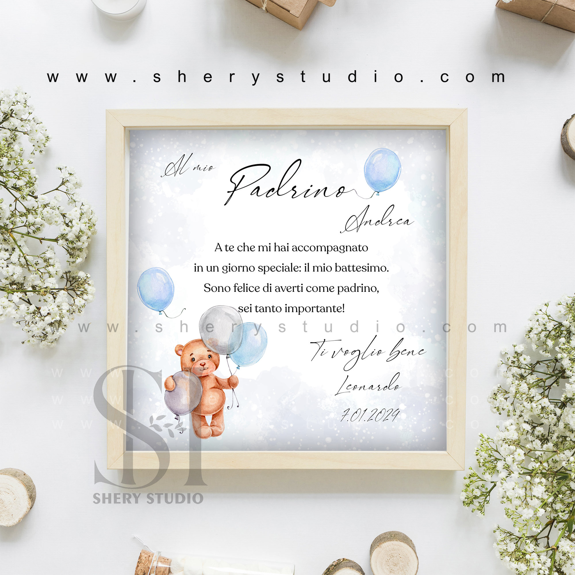 2Set Certificato Padrino Battesimo Biglietti Madrina Battesimo