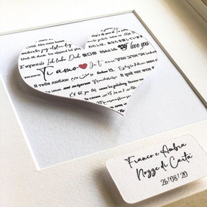 Quadro "Ti Amo" in tutte le lingue del mondo, idee regalo san valentino, regali personalizzati, regali per lei, regali per lei