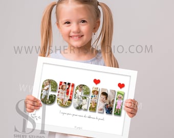 Puede incluir: Un marco blanco con un collage de fotos de niños que deletrean la palabra "CUgini" con corazones rojos sobre la palabra. El texto debajo del collage de fotos dice "I sogni per i primi mesi che abbiamo da piccole."