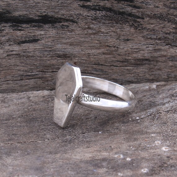 Coffin Single Cut Diamond Polki 925 Sterling Silver Gold /& Black Rhodium Plated Ring Geometric Handmade Midi Jewelry Unisex Ring Jewelry