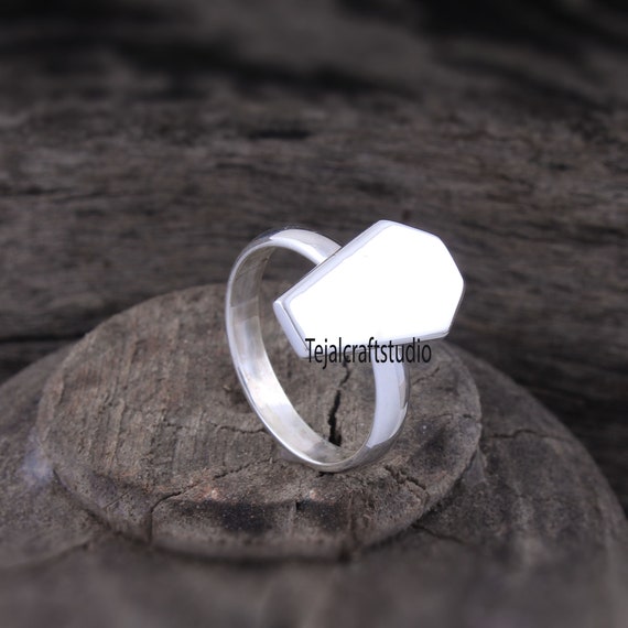Coffin Single Cut Diamond Polki 925 Sterling Silver Gold /& Black Rhodium Plated Ring Geometric Handmade Midi Jewelry Unisex Ring Jewelry
