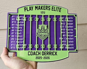 Personalized Football Plaque, Coach Gift
