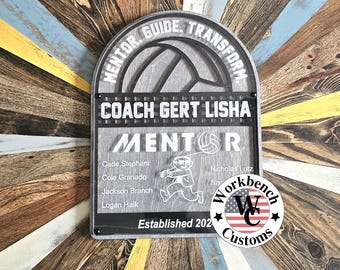 Targa personalizzata per allenatore di pallavolo: regalo di fine stagione in legno inciso