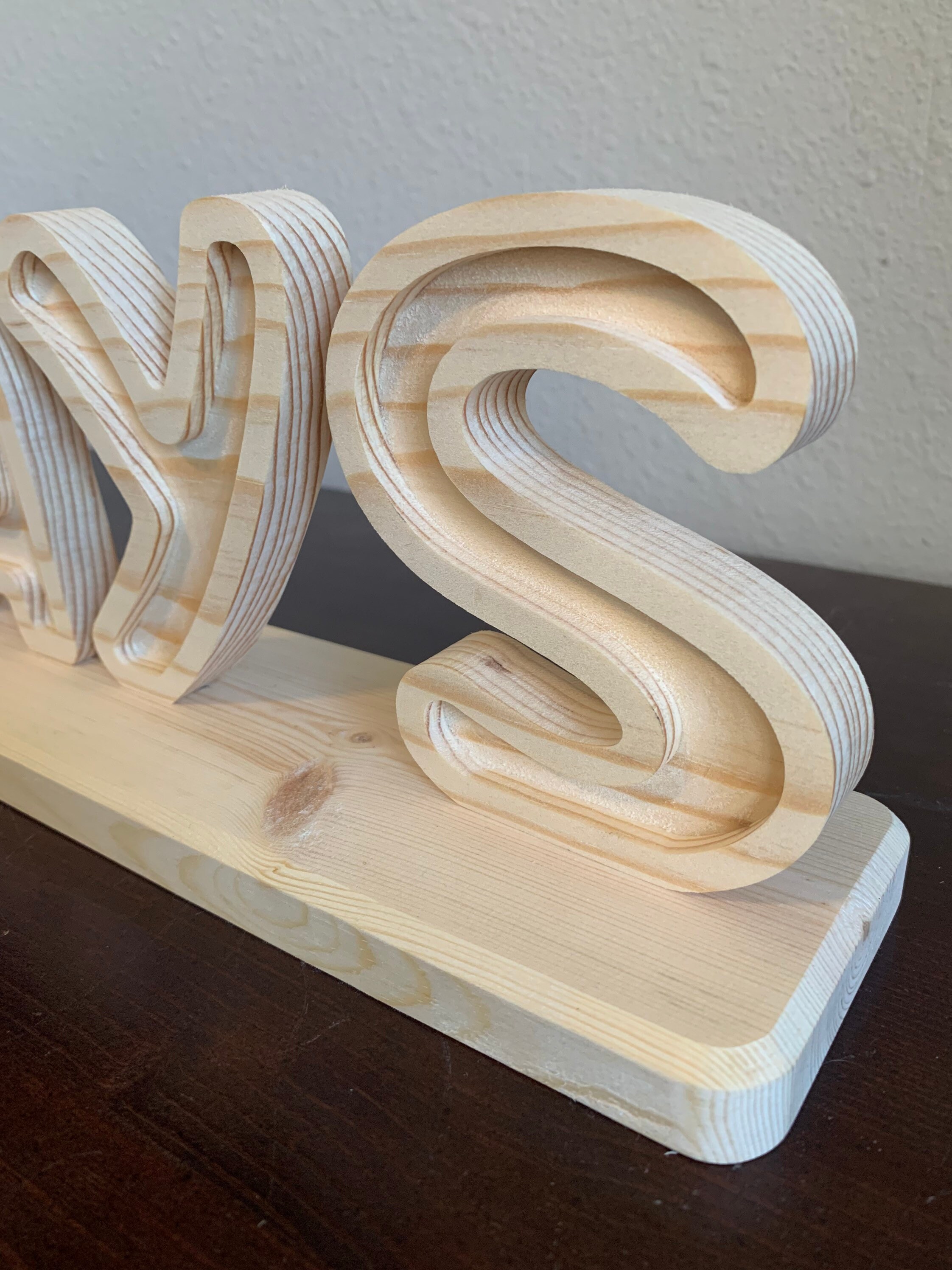 Wood letters stand up letters letters with base bordered Etsy