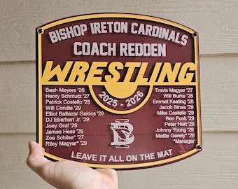 Personalized Wrestling Plaque: Engraved Wood & Acrylic Coach Gift