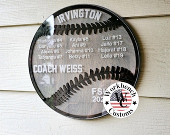 Personalized Baseball Plaque: Softball Coach Gift, End of Season Award