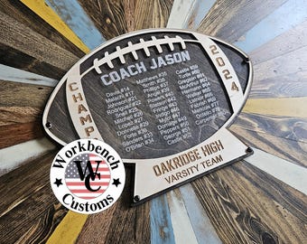 Personalized Football Plaque, End of Season Gift