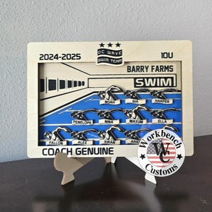 Personalized Swim Coach Gift - Custom Laser Engraved Wall Art - Team Keepsake
