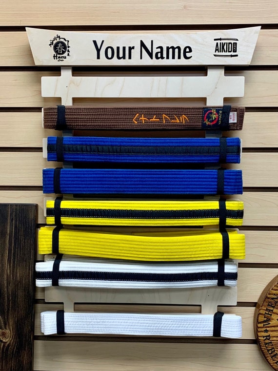 Martial Arts Belt Rack NATURAL Wall Mount Belt Display Black Etsy