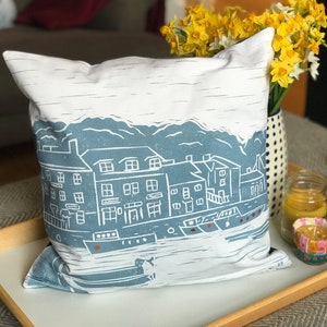 Padstow Linoldruck Kissen