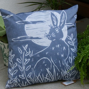 Hare & Moon Lino Print Cushion