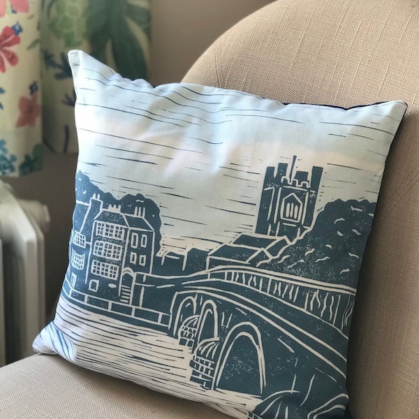 Henley-On-Thames Lino Print Cushion