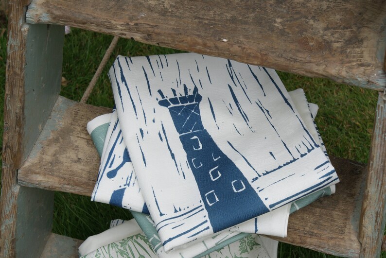 Bishop Rock Lighthouse Lino Print Cushion image 2