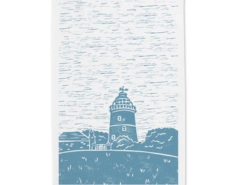 Lighthouse Lino Print Tea Towel