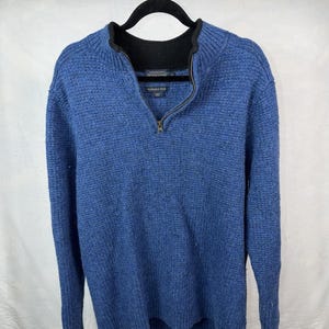 Suéter de lana lavable con cremallera de 1/4 para hombre Pendleton, talla XL, color azul. imagen 1
