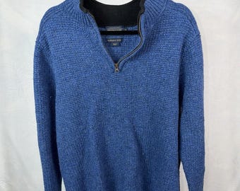 Pendleton Men's Washable Wool 1/4 Zip Sweater XL Blue Knit Pullover