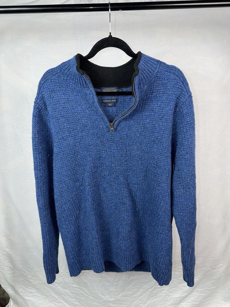 Suéter de lana lavable con cremallera de 1/4 para hombre Pendleton, talla XL, color azul. imagen 1