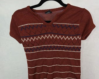 Vintage Bronson of California Knit Top Women’s Rust Boho Southwest Cottagecore
