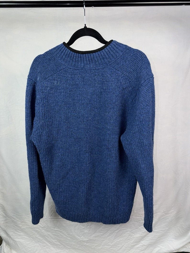 Suéter de lana lavable con cremallera de 1/4 para hombre Pendleton, talla XL, color azul. imagen 10
