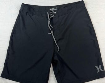 Pantalones cortos Hurley Board Shorts para hombre, talla 32, color negro, para natación, surf y playa, con cordón ajustable.