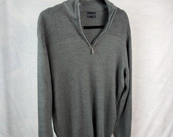 Geoffrey Beene Men’s Quarter Zip Sweater Medium Gray Graphite Heather Pullover