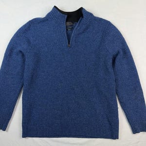 Suéter de lana lavable con cremallera de 1/4 para hombre Pendleton, talla XL, color azul. imagen 2