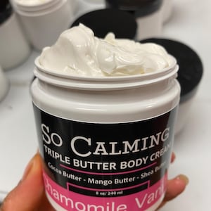 Creamy Rich Body Butter For Dry Skin - Chamomile Vanilla 4 Scents Available With Shea, Cocoa and Mango Butter