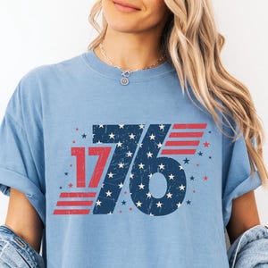 メモリアルデーシャツ、アメリカコンフォートカラーシャツ、1776Tシャツ、独立記念日シャツ、レトロUSAシャツ、愛国心あふれる赤、白、青、星条旗
