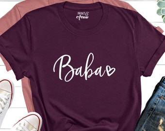 Baba Shirt, Baba Gift, Grandma Shirt, Christmas Gift for Grandma, Mothers Day, Pregnancy Announcement Grandparents, Best Baba, Nana Shirt