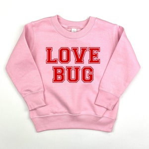 Love Bug Child Sweater, Valentine Sweater for Girls, Valentines Sweatshirt for Kids, Toddler Valentine Shirt, Valentine Graphic Tee Shirt