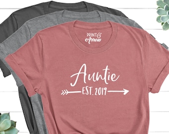 Auntie Shirt, Auntie Gift, Auntie Established Shirt, Aunt, Mothers Day Gift for Aunt, Pregnancy Announcement to Sister, Gift for Sister